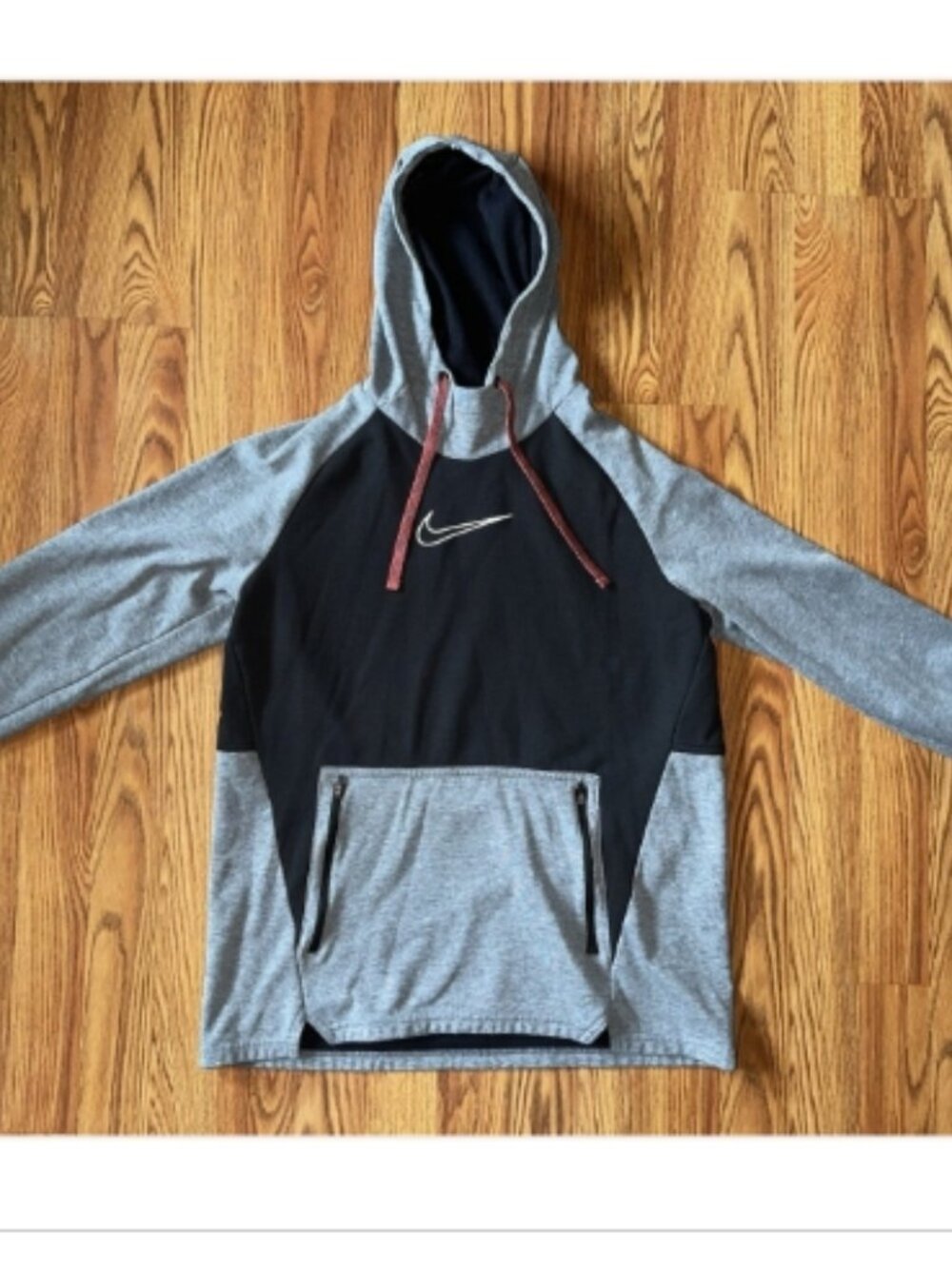 🖤🤍 Nike Therma-FIT Hoodie | Men's Medium | Black & Gray | Zip Pocket Pullover